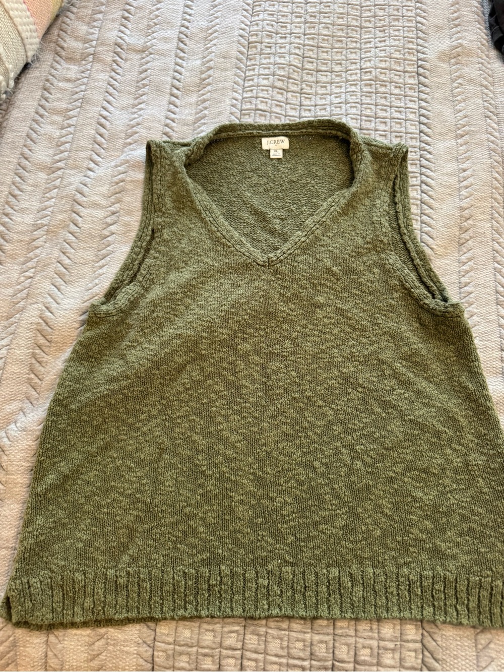J. Crew Factory Olive V-Neck Knit Tank